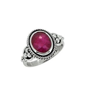 Corundum Ruby Ring. Sterling Silver Sz 6